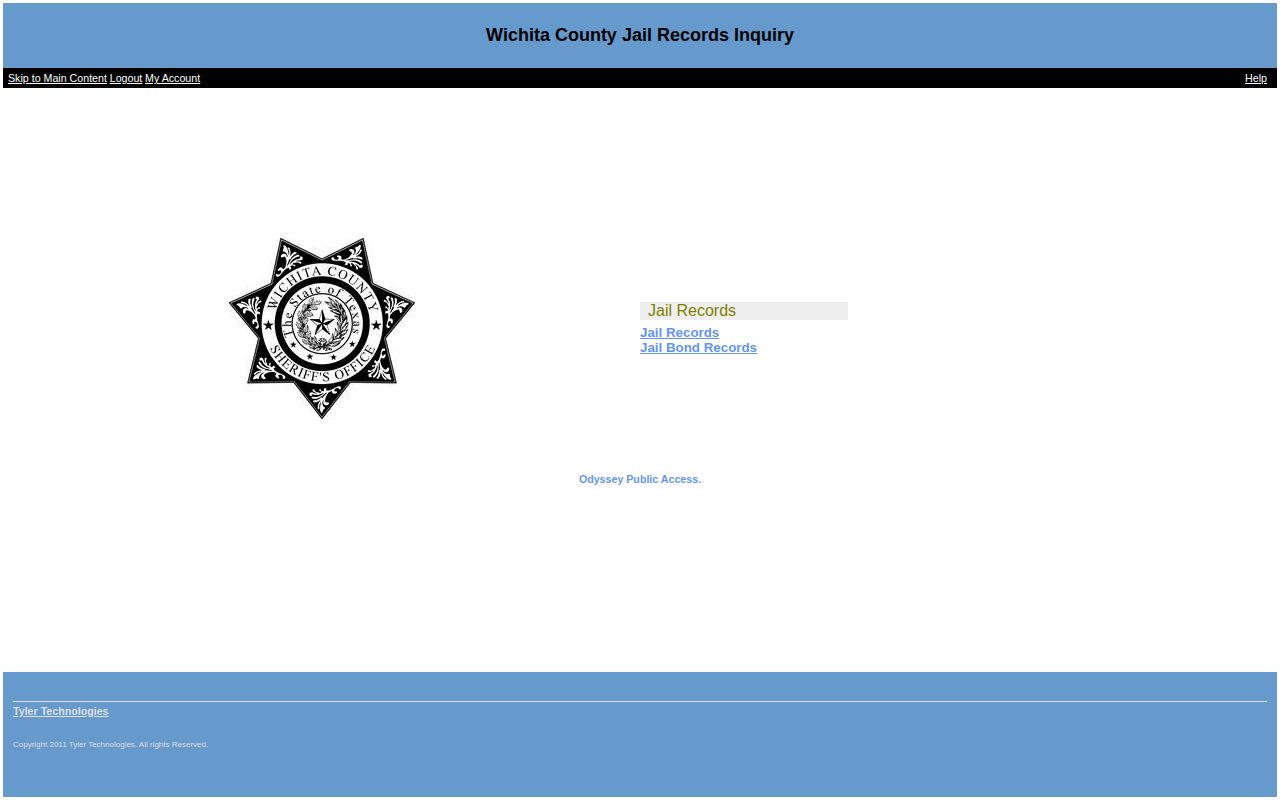 Wichita County current custody and booking-record search interface